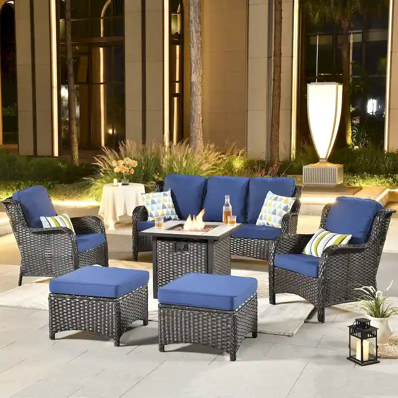 Patio Wicker Furniture With 30" Fire Table