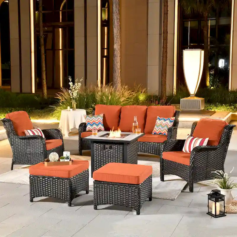 Patio Wicker Furniture With 30" Fire Table