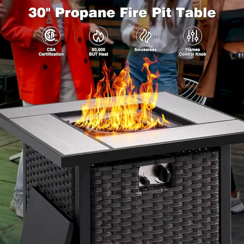 Patio Wicker Furniture With 30" Fire Table