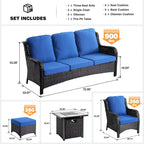 Patio Wicker Furniture With 30" Fire Table