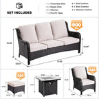 Patio Wicker Furniture With 30" Fire Table