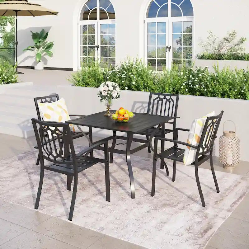 MAISON ARTS E-Coating Dining Set Metal Outdoor Patio Dining Set (Set of 5)