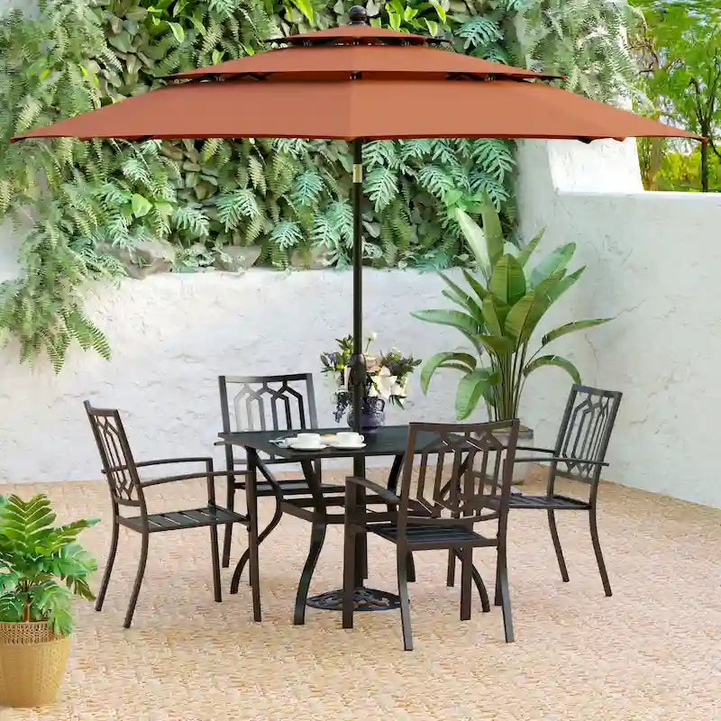 MAISON ARTS E-Coating Dining Set Metal Outdoor Patio Dining Set (Set of 5)