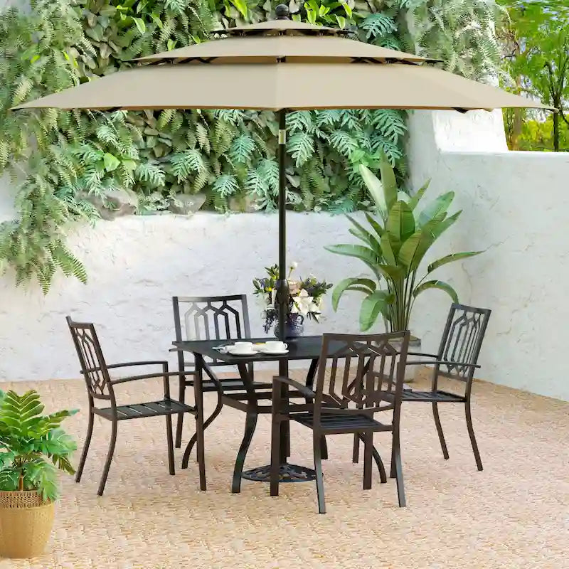 MAISON ARTS E-Coating Dining Set Metal Outdoor Patio Dining Set (Set of 5)