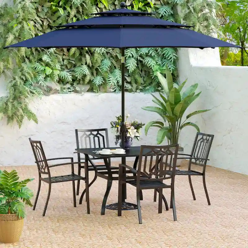 MAISON ARTS E-Coating Dining Set Metal Outdoor Patio Dining Set (Set of 5)