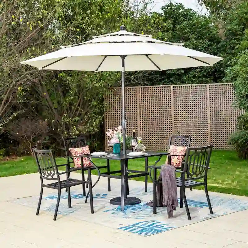 MAISON ARTS E-Coating Dining Set Metal Outdoor Patio Dining Set (Set of 5)