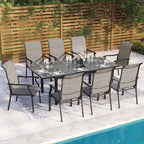 MAISON ARTS 7-Piece / 9-Piece Padded Textilene Chairs with Wave Arms & Expandable Metal Table Patio Dining Set