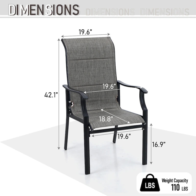 Padded Textilene Chairs Patio Dining