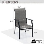Padded Textilene Chairs Patio Dining