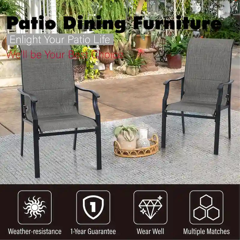 Padded Textilene Chairs Patio Dining