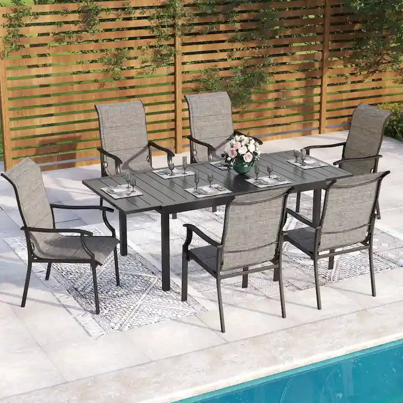 Padded Textilene Chairs Patio Dining