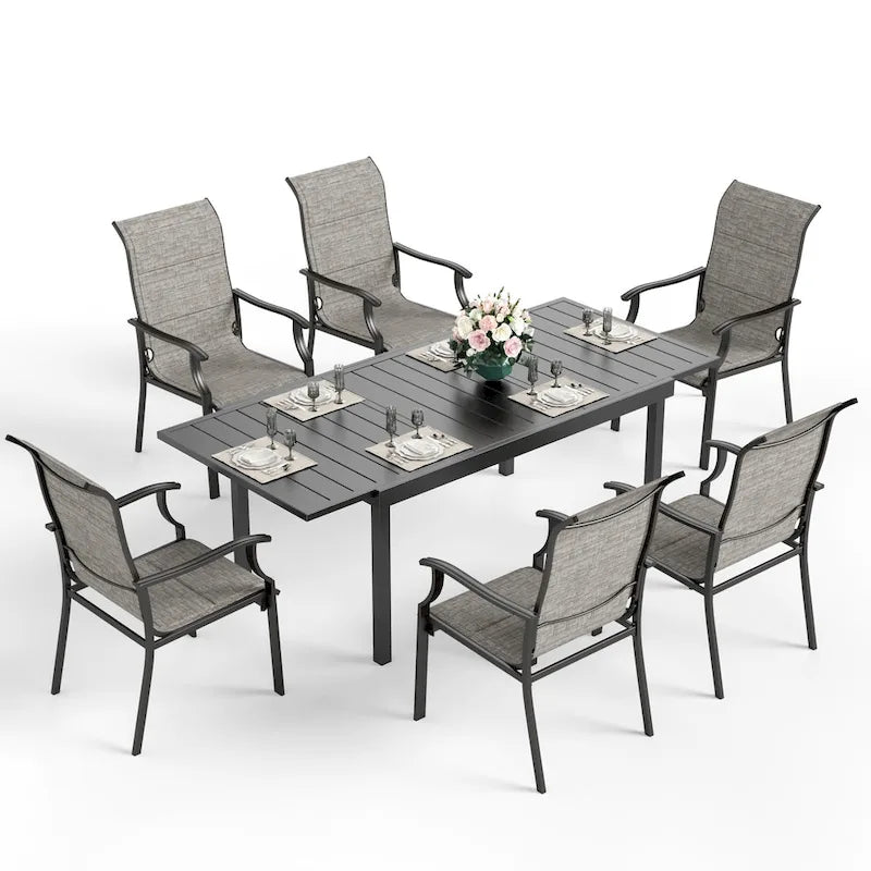 Padded Textilene Chairs Patio Dining