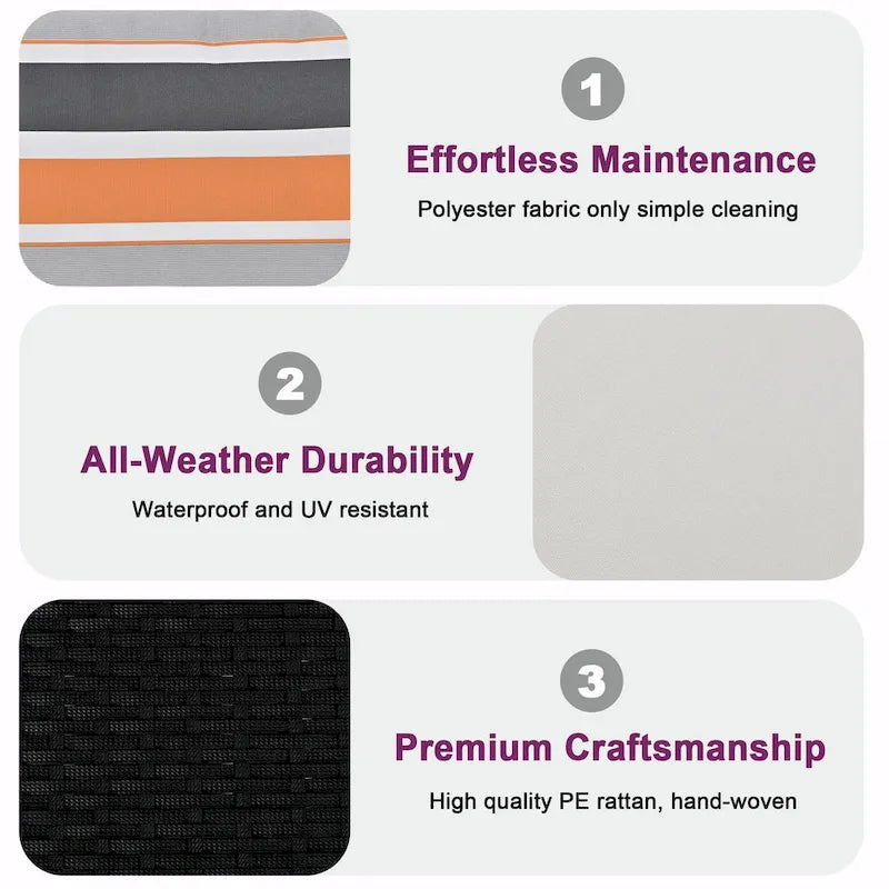 2-Seater Wicker Porch Swing with Hanging Chains