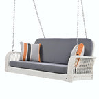 2-Seater Wicker Porch Swing with Hanging Chains