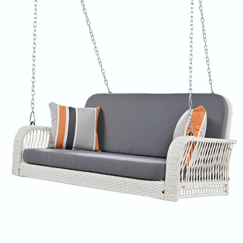 2-Seater Wicker Porch Swing with Hanging Chains