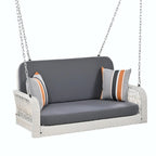 2-Seater Wicker Porch Swing with Hanging Chains