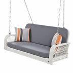 2-Seater Wicker Porch Swing with Hanging Chains