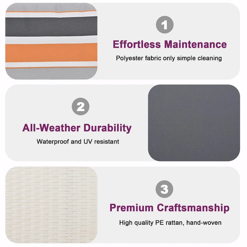 2-Seater Wicker Porch Swing with Hanging Chains