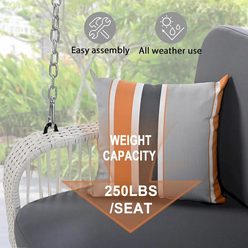 2-Seater Wicker Porch Swing with Hanging Chains