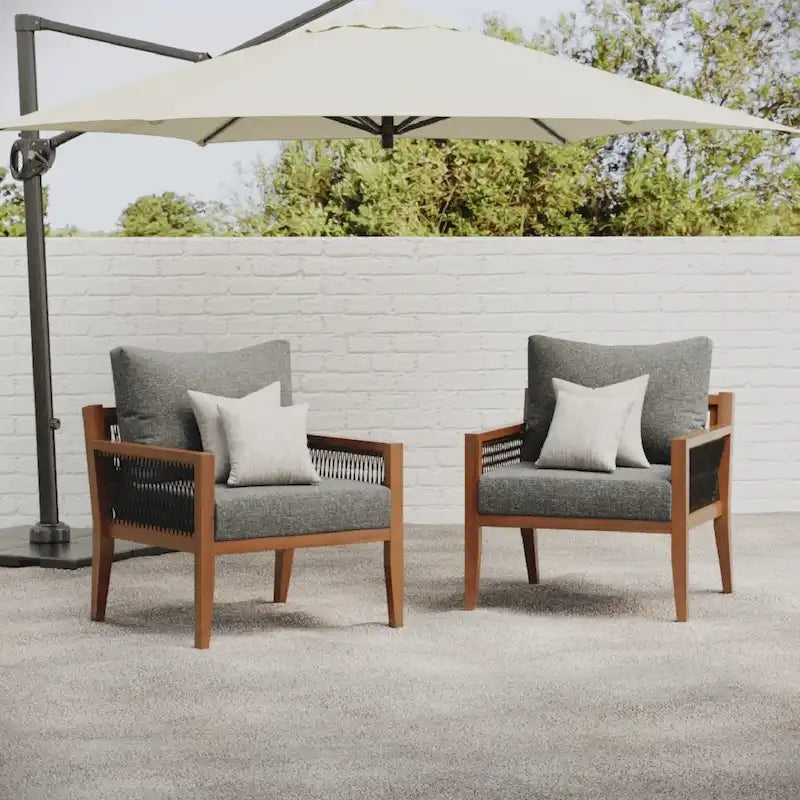 Freya Bohemian Wooden Armchair, Outdoor Patio Chair, Solid Acacia Wood Frame