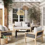 Freya Bohemian Wooden Armchair, Outdoor Patio Chair, Solid Acacia Wood Frame