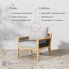 Freya Bohemian Wooden Armchair, Outdoor Patio Chair, Solid Acacia Wood Frame