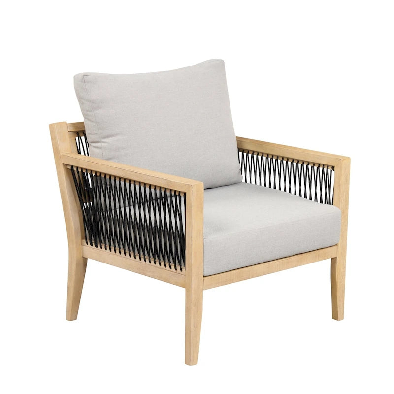 Freya Bohemian Wooden Armchair, Outdoor Patio Chair, Solid Acacia Wood Frame