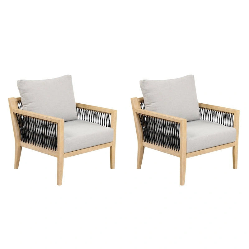 Freya Bohemian Wooden Armchair, Outdoor Patio Chair, Solid Acacia Wood Frame