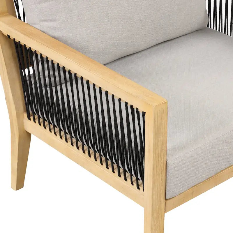 Freya Bohemian Wooden Armchair, Outdoor Patio Chair, Solid Acacia Wood Frame