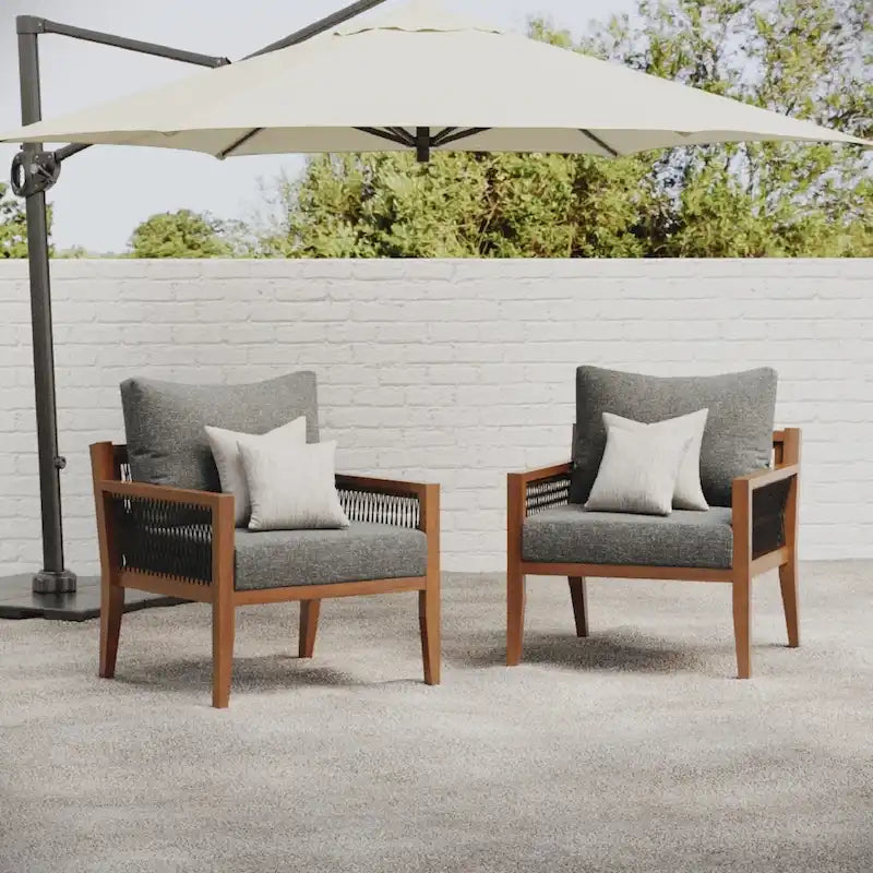 Freya Bohemian Wooden Armchair, Outdoor Patio Chair, Solid Acacia Wood Frame