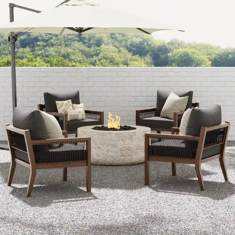 Freya Bohemian Wooden Armchair, Outdoor Patio Chair, Solid Acacia Wood Frame