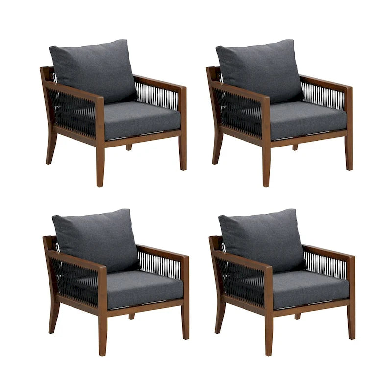 Freya Bohemian Wooden Armchair, Outdoor Patio Chair, Solid Acacia Wood Frame