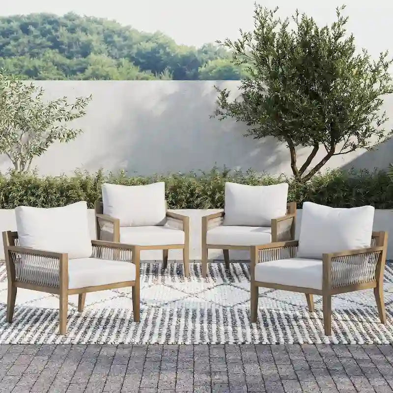 Freya Bohemian Wooden Armchair, Outdoor Patio Chair, Solid Acacia Wood Frame