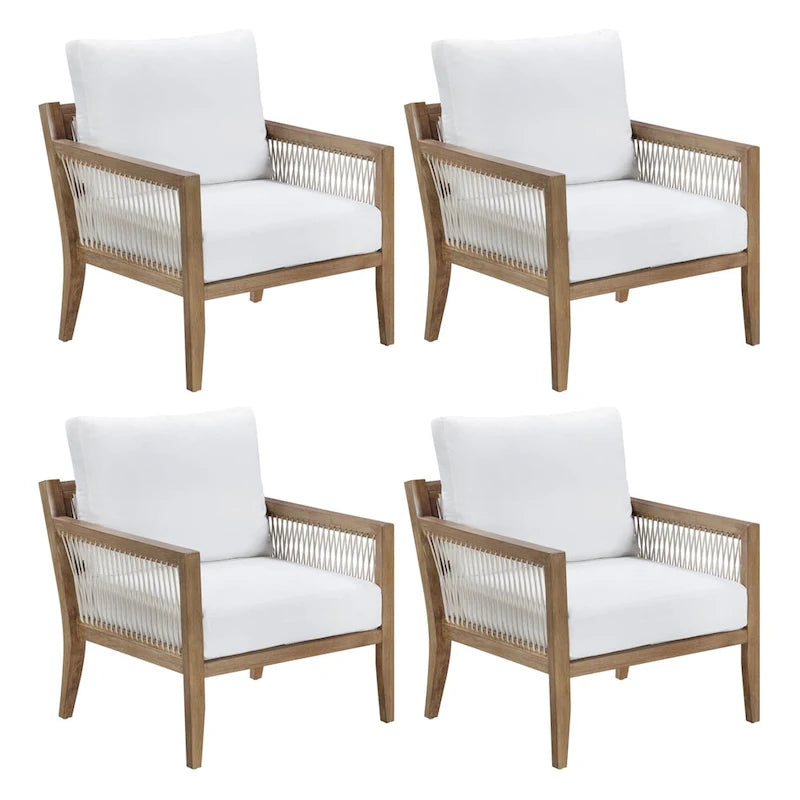 Freya Bohemian Wooden Armchair, Outdoor Patio Chair, Solid Acacia Wood Frame