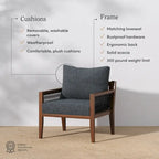 Freya Bohemian Wooden Armchair, Outdoor Patio Chair, Solid Acacia Wood Frame