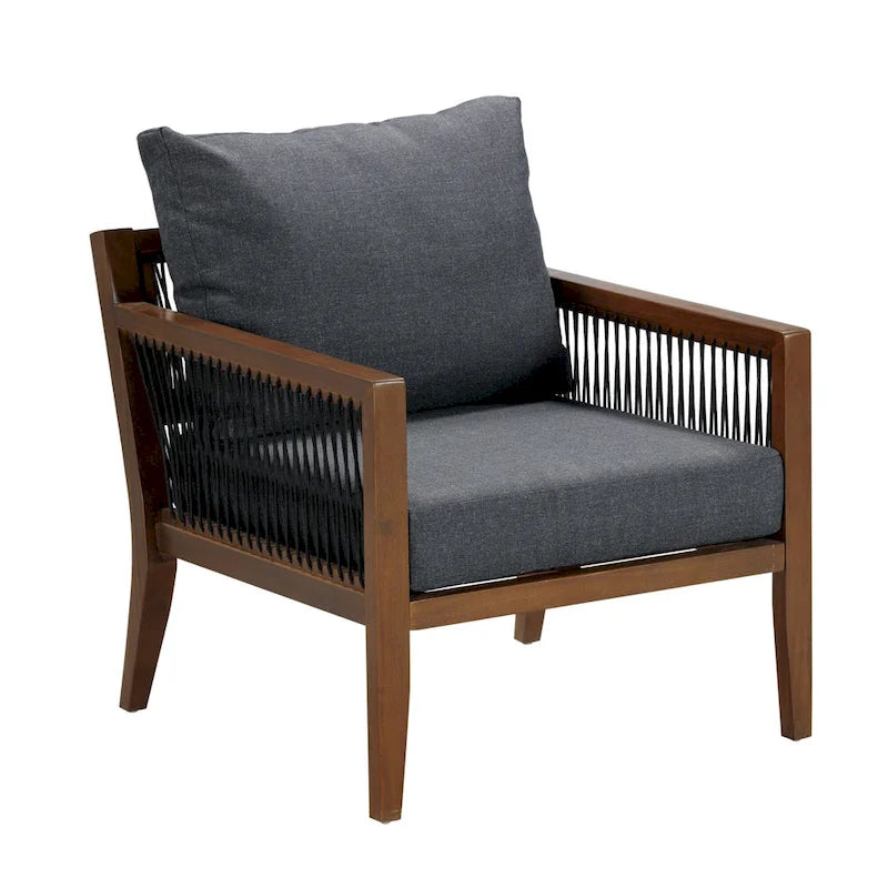 Freya Bohemian Wooden Armchair, Outdoor Patio Chair, Solid Acacia Wood Frame