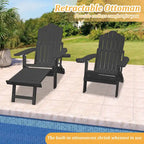 Clihome HIPS Folding Patio Adirondack Chair with Pull-out Ottoman