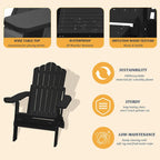 Clihome HIPS Folding Patio Adirondack Chair with Pull-out Ottoman