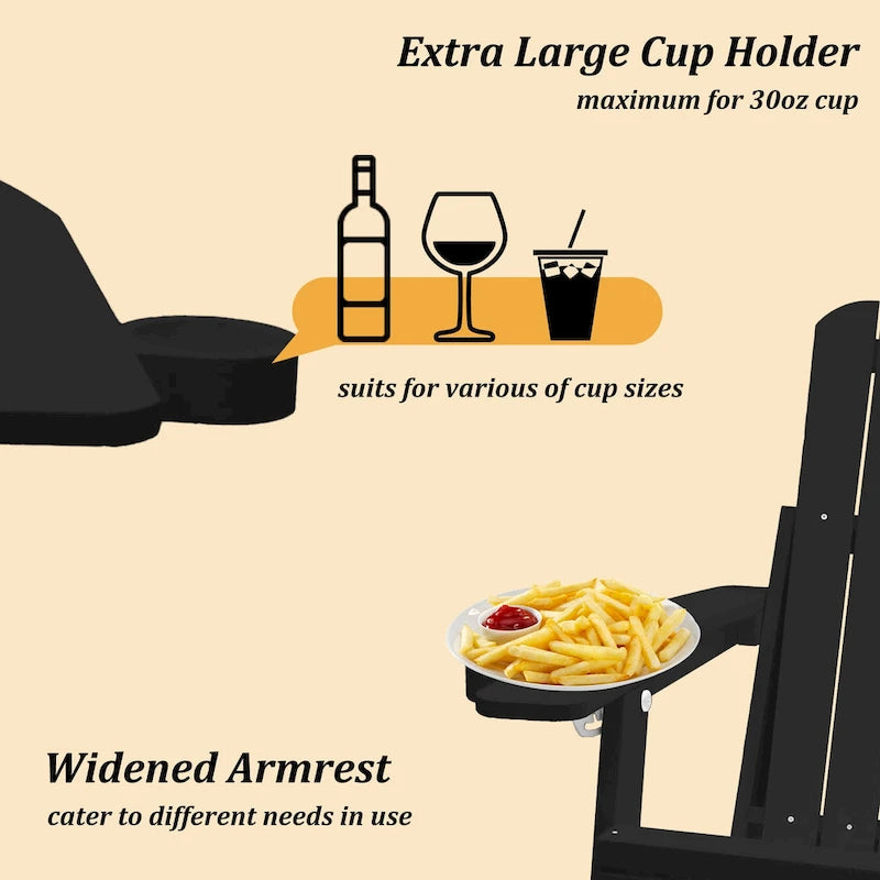 Clihome HIPS Folding Patio Adirondack Chair with Pull-out Ottoman