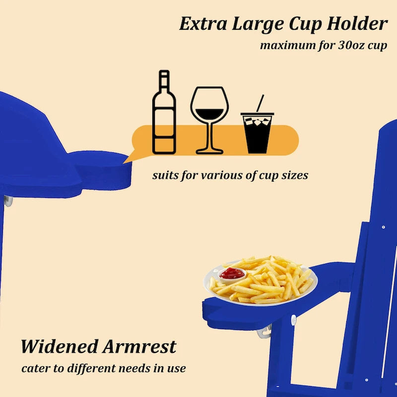 Clihome HIPS Folding Patio Adirondack Chair with Pull-out Ottoman