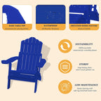 Clihome HIPS Folding Patio Adirondack Chair with Pull-out Ottoman