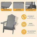 Clihome HIPS Folding Patio Adirondack Chair with Pull-out Ottoman