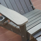 Clihome HIPS Folding Patio Adirondack Chair with Pull-out Ottoman