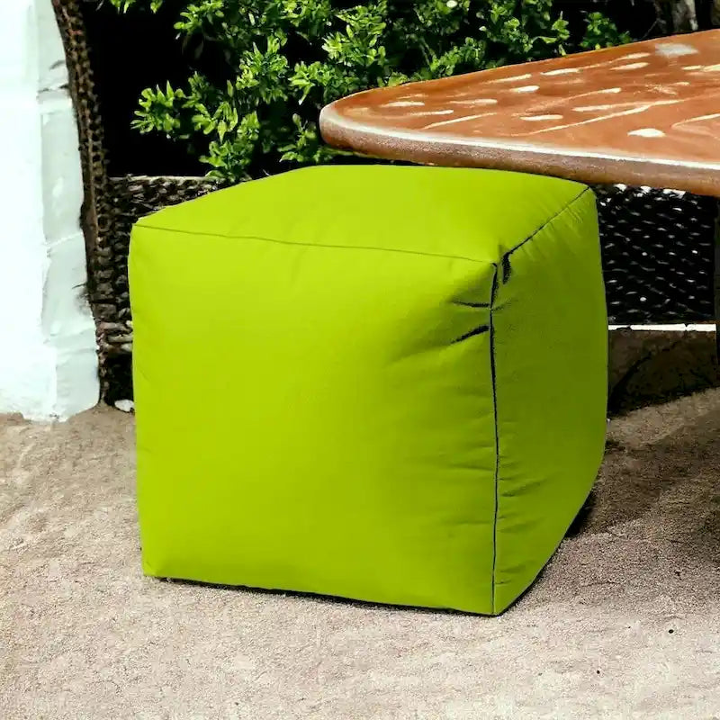 HomeRoots 17 Cool Lemongrass Green Solid Color Indoor Outdoor Pouf Cover - 17' X '17' X '1