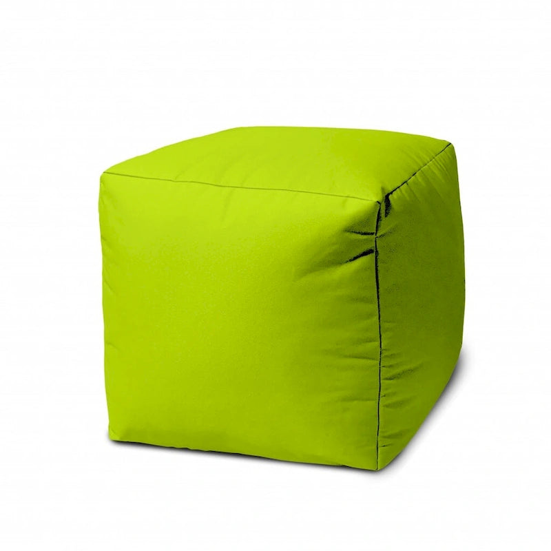 HomeRoots 17 Cool Lemongrass Green Solid Color Indoor Outdoor Pouf Cover - 17' X '17' X '1