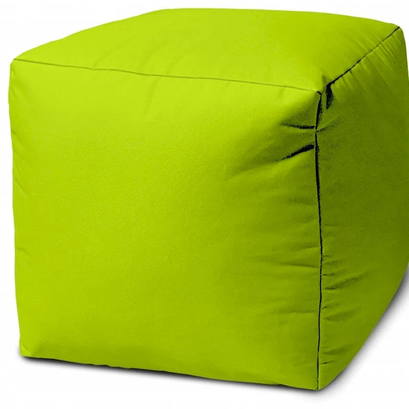 HomeRoots 17 Cool Lemongrass Green Solid Color Indoor Outdoor Pouf Cover - 17' X '17' X '1