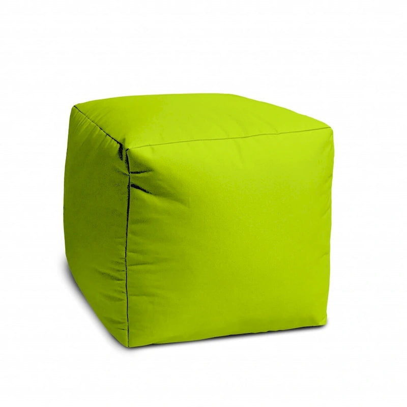 17 Cool Lemongrass Green Solid Color Indoor Outdoor Pouf Cover
