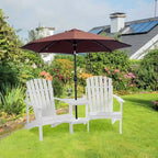 Outsunny Wooden Outdoor Double Adirondack Chairs with Center Table and Umbrella Hole, Perfect for Lounging and Relaxing
