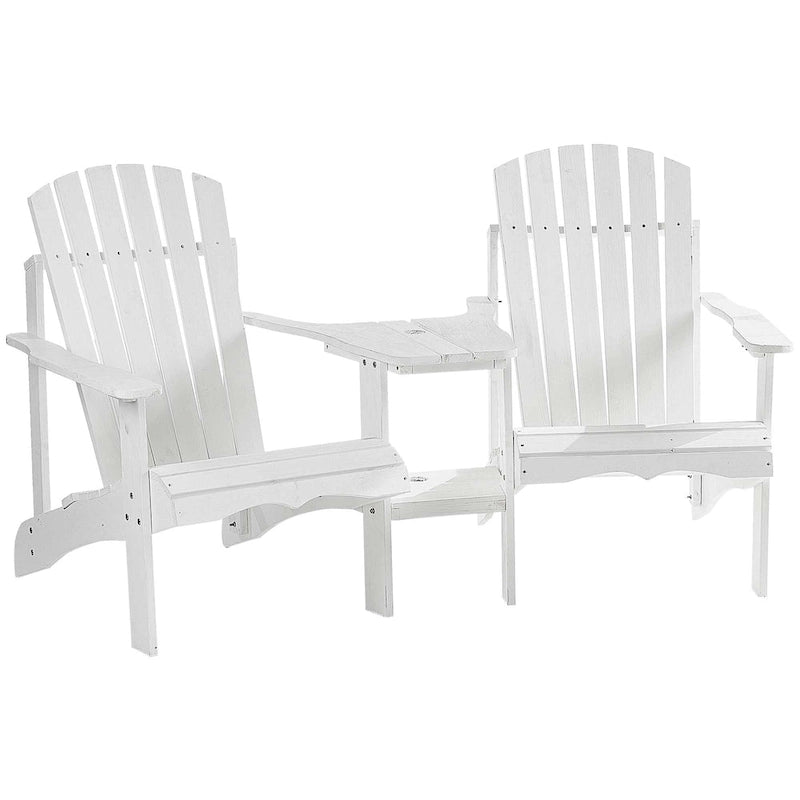 Wooden Outdoor Double Adirondack Chairs with Center Table