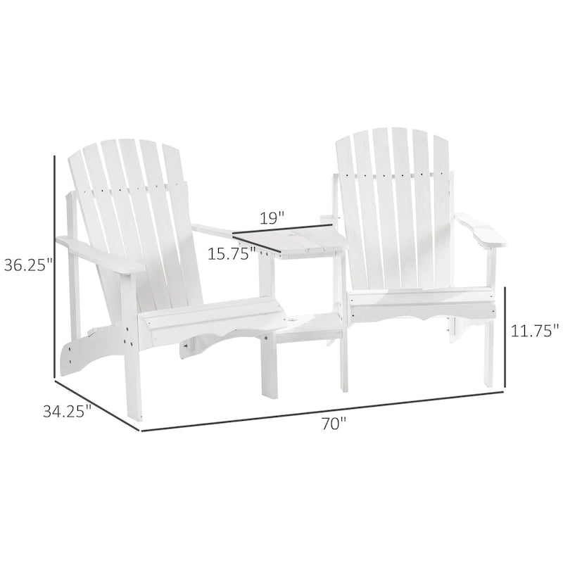 Wooden Outdoor Double Adirondack Chairs with Center Table